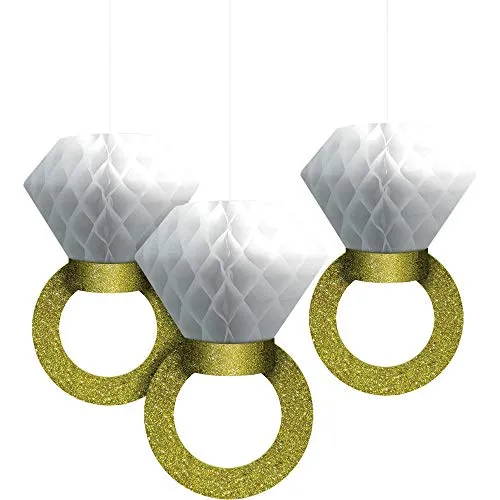 Adult 3 Pack Diamond Ring Honeycomb Decorations