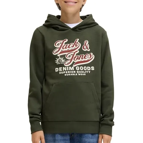 JACK & JONES JUNIOR Jjelogo Sweat Hood 2 Col Aw25 Noos Jnr - Kapuzenpullover für Jungen, bequemer Schnitt mit Kapuze und Langarm für optimalen Tragekomfort.