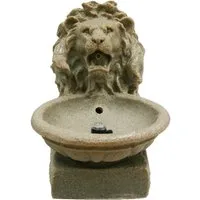 AcquaArte Terrassenbrunnen-Set Basel mit LED - Gartenbrunnen im klassischen Löwenkopf-Design, inklusive LED-Beleuchtung und Pumpe für stimmungsvolle Atmosphäre auf Ihrer Terrasse.