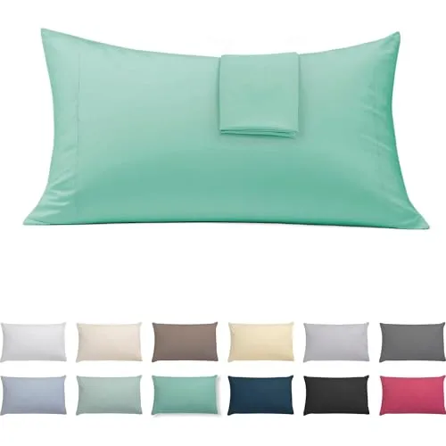 ECOMMERC3 2 Kissenbezüge, 50 x 90 cm, extra weich und bequem, Aquamarin, atmungsaktiv, leicht zu waschen