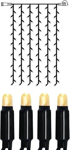 LED Eisregen-Lichterkette 1x2m - Warmweiß, 102 LEDs, IP44 - Weihnachtsbeleuchtung, wetterfest und ideal für festliche Außen-Dekorationen mit langer Lebensdauer und einladender warmweißer Beleuchtung.
