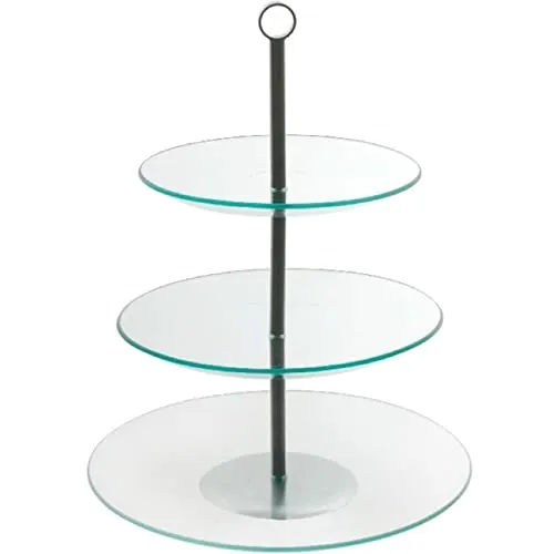 AMBITION Etagere 3 Etagen rund Leila ⌀30 Glas Kuchenständer Edelstahl für Obst Kuchen Cupcakes transparent
