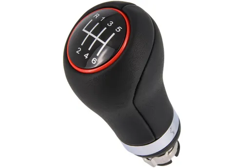 RECAMBO Schalthebel Schaltknauf, Schaltsack, Wahlhebel, Kappe für Seat Altea, Altea XL, Plug & Play, Auto Schalthebel, schwarz - rot