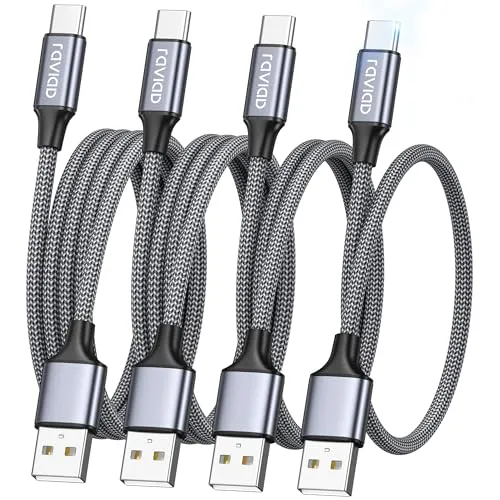 RAVIAD USB C Kabel [4Pack 0.5M 1M 2M 3M] 3.1A Ladekabel USB C Schnellladekabel Nylon USB C Ladekabel für iPhone 15 Pro Max, Samsung Galaxy S24 S23 S22 S21 S20 Note 10, Huawei P60
