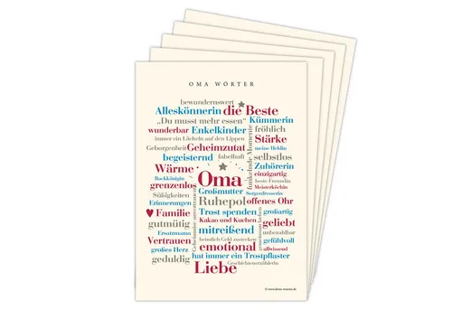Deine Wörter Grußkarten Oma Wörter Postkarten 5er Set – Geschenk Idee liebevoll A6