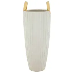 Produktbild Elegante Keramikvase in Weiß und Gold, 18x45x18 cm