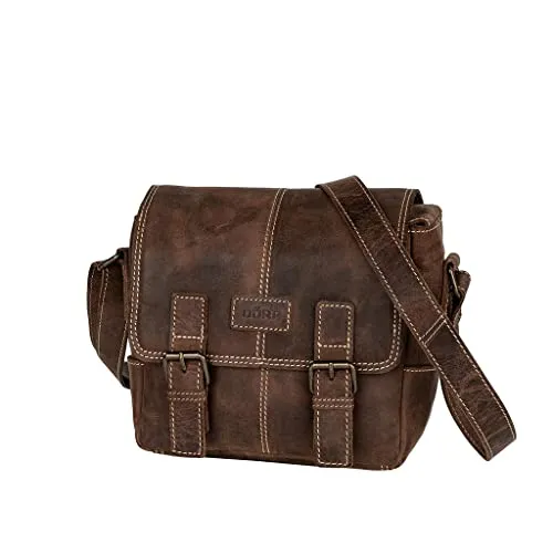 DÖRR Leder Tasche Kapstadt small - Messenger-Bags, handgefertigte Umhängetasche aus echtem Leder in vintage brown, schick und zeitlos elegant.