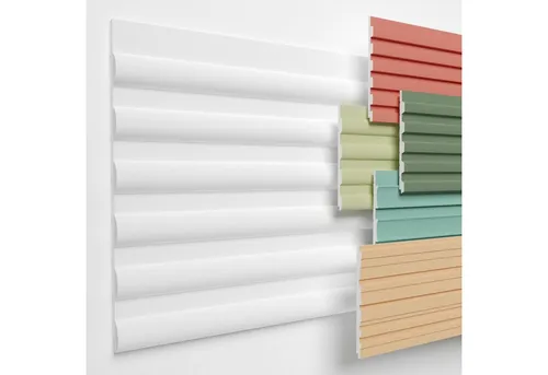 HEXIMO Wanddekoobjekt HLM-3-01 (Lamellenwand (3.67 m) aus XPS - Lamellen Wandpaneele Lamellenverkleidung Akustikpaneele weiß (8 Paneele, HLM-3-01 weiß) Wandplatten wall panels Schaumstoff)