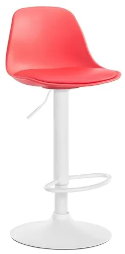 CLP Barhocker Kiel - Drehbarer Barstuhl mit Polsterung in Rot - Barhocker mit höhenverstellbarem Metallgestell, bequemer Polsterung und Fußstütze für optimale Sitzhaltung. Ideal für jeden Einrichtungsstil und in vielen Farben erhältlich.