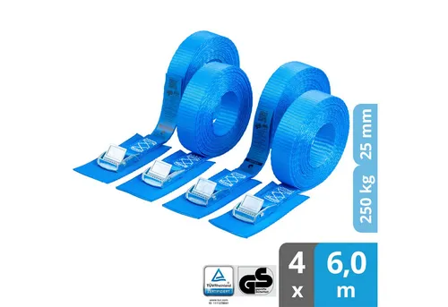 valonic Spanngurt Spanngurte Klemmschloss SG-505 (4 Stück) in blau von valonic