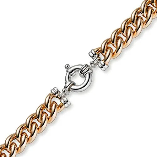 11,5mm Rundpanzer Kette Collier Halsschmuck 585 Gold Rotgold & Weißgold, 50cm