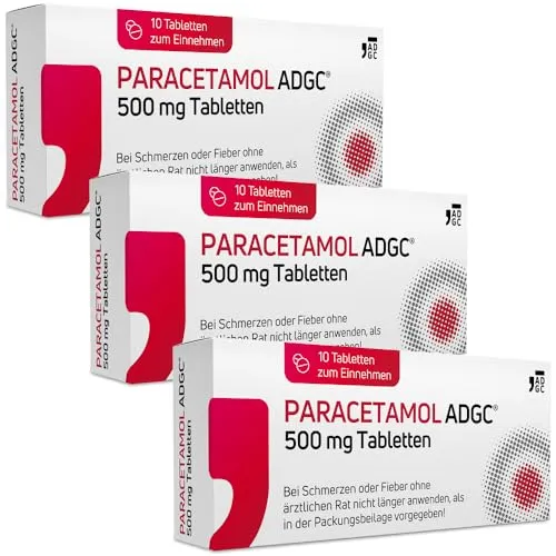 PARACETAMOL ADGC® 500 mg - 3x 10 Stück – Tabletten bei leichten bis mäßig starken Schmerzen und Fieber - für Erwachsene und Kinder ab 4 Jahren - laktosefrei