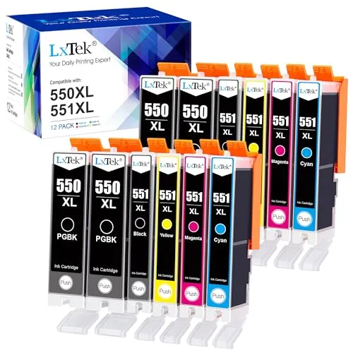 LxTek 550 551 XL Multipack Patronen Kompatibel für Canon PGI-550 XL CLI-551XL für Canon Pixma IP7250 MX925 MX920 MX725 MG5650 MG5550 MG6450 MG7550 MG6650 MG5400 MG5450 IP7200 IX6850 (12er-Pack)