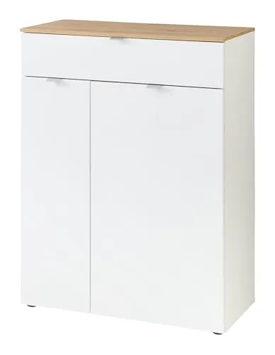 möbelando Schuhschrank >Bari< in Weiß matt, MDF, Spannplatte - 78x103x38cm (BxHxT)