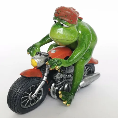 Frosch auf Motorrad 15cm Biker Geschenk lustig Dekofigur Dekofrosch Bike rot