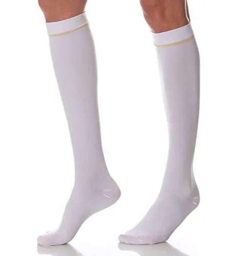 SCUDOTEX Medizinischer Kniestrümpfe, Kompressionsbindung, 18-24 Hg, mittlere Länge, Farbe Weiß, Größe 4