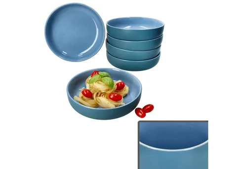 Ritzenhoff & Breker Suppenteller Jasper, 6x Ozeanblau Steingut - Elegante Suppenteller aus robustem Steingut, mit einzigartiger Matt- und Glanzglasur. Ideal für Suppen, Eintöpfe und Snacks. Spülmaschinen- und mikrowellengeeignet.