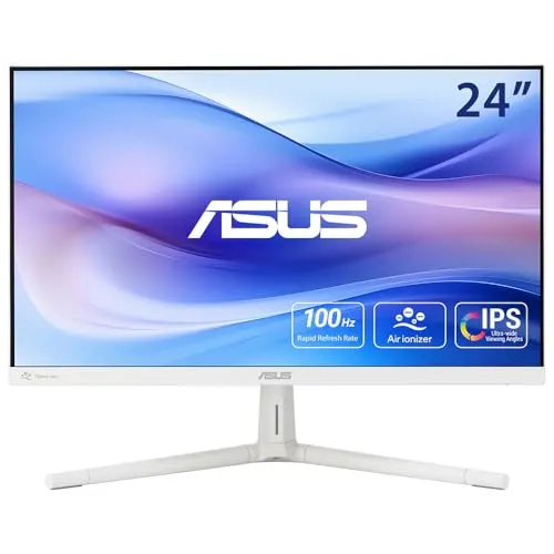 ASUS Eye Care VU249HFI-W - 24 Zoll Full HD Monitor mit 100 Hz - 24 Zoll Full HD IPS-Monitor mit 100 Hz Bildwiederholfrequenz und TÜV-zertifiziertem Blaulichtfilter für komfortables Sehen und entspanntes Spielen.