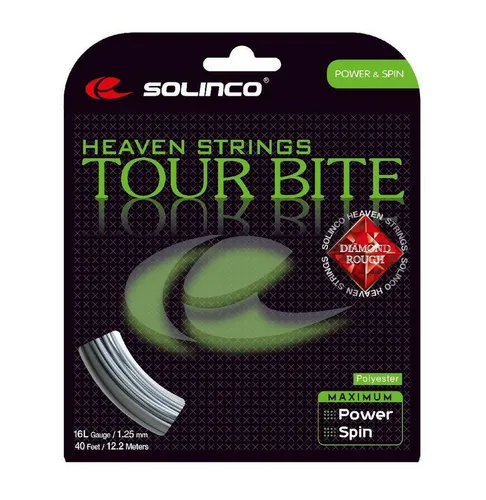 Solinco Tennissaite Tour Bite Diamond Rough (Spin+Haltbarkeit) silber 12m Set, Saitendicke: 1.25