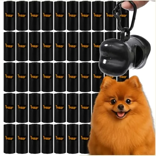 Hundekotbeutel extra stark & reißfest – 1000 Stück + Spender mit Karabiner – große 22×30 cm, auslaufsicher & geruchsdicht, für kleine & große Hunde – schwarze, blickdichte Hundekotbeutel