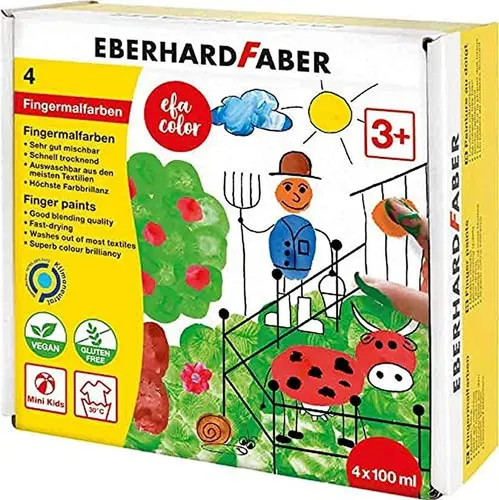 Eberhard FaberMini Kids Club Fingermalfarbe Packung mit 4 Farbtöpfchen à 100 ml