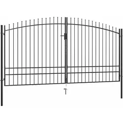 vidaXL Doppelflügel-Gartentor mit Speerspitzen 400 x 248 cm - Gartenzäune: Modernes und stabiles Doppelflügel-Gartentor aus pulverbeschichtetem Stahl, bietet hohe Sicherheit und Privatsphäre mit stilvollen Speerspitzen.