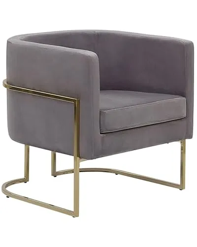 Beliani Halbrunder Sessel aus Samtstoff in Grau mit Gold-Metallgestell - Lounge- & Cocktailsessel in halbrunner Form, edles Design mit stabilem Metallgestell und weichem Samtstoff-Bezug für ein angenehmes Sitzgefühl und glamouröse Akzente in Ihrem Zuhause.
