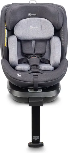 BabyGo Reboarder Move360, grau - Kindersitz mit 360-Grad Rotation für einfaches Ein- und Aussteigen, sicher für Kinder von 40 bis 150 cm, mit Full Side Protection für zusätzlichen Schutz.