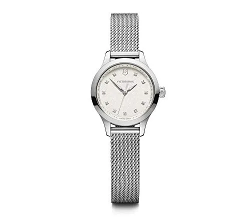 Victorinox Alliance XS Damenuhr 28mm - Elegante Quarzuhr mit Swarovski-Besatz - Armbanduhren mit 10 ATM Wasserdichtigkeit und Saphirglas, ideal für stilbewusste Damen, die Wert auf Qualität und Design legen.