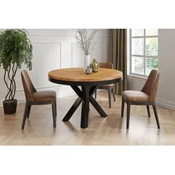 WFL Group Esstisch Rund aus Eiche, 100x76 cm - Stylischer Esstisch aus hochwertigem Eichenholz, ideal für moderne und minimalistische Räume. Mit ausziehbarer Tischplatte für flexible Gästeanzahl, robust und nachhaltig in der EU hergestellt.