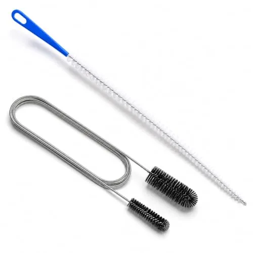 2er Abflussreiniger-Set mit 155 cm Rohrreinigungsspirale und Abflussbürste | Für Haare und Ablagerungen in Spüle, Dusche, Siphon, Kühlschrankablauf und Aquariumschlauch; flexibel und wiederverwendbar