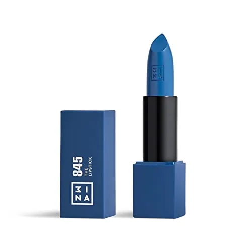 3INA MAKEUP - The Lipstick 845 - Blau Matte Lippenstift - Matt Lippen-Stift mit Vitamin E und Shea Butter- Langanhaltender Hochpigmentiert Creme - Vanille-Duft - Vegan - Cruelty Free