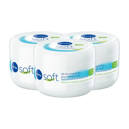 NIVEA Creme Soft 3 x 375ml 48h intensive Feuchtigkeit Vegane Formel