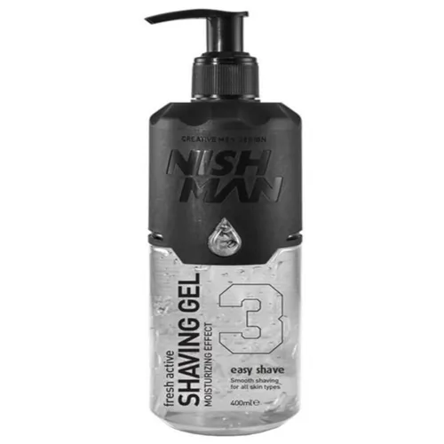Nishman Rasiergel 3 Fresh Active Easy Shave 400ml Rasierkomfort, leichte Textur