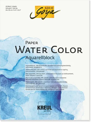 KREUL Künstlerblock SOLO Goya Paper Water Color 180x240 mm 20 Blatt