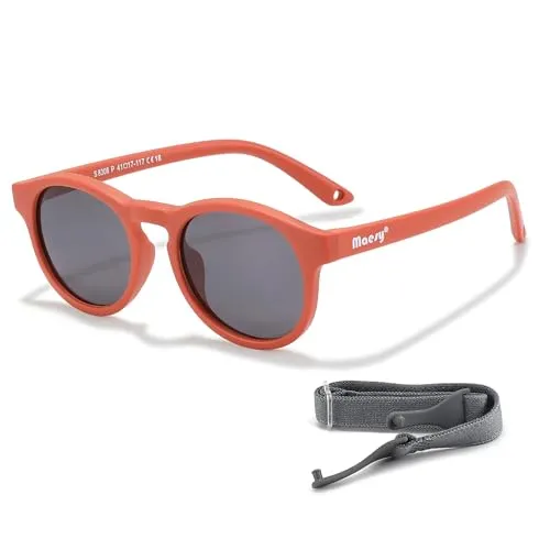 Maesy Kinder Sonnenbrille für Kleinkind und Baby - 1-3 Jahre - UV400 Polarisierter Schutz - Flexibler und Biegsamer Rahmen - Verstellbares Gummiband - Sichere und Bequeme Kindersonnenbrille - Bowi