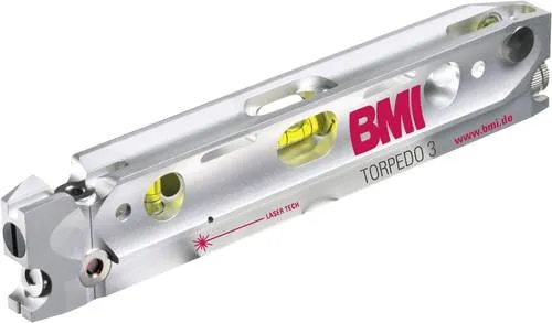 BMI 650024635M Laser Torpedo 3 - Messgeräte: Präziser 3-Strahl-Laser mit Aluminium-Gehäuse, ideal für Baustellen, Reichweite bis 30 m und Genauigkeit von ± 6 mm/20 m.