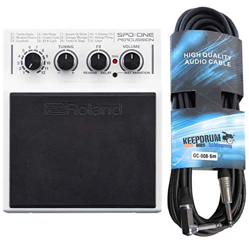 Roland SPD One Percussion Pad mit 6m Klinkenkabel - Innovatives digitales Percussion-Pad mit 22 realistischen Sounds. Ideal für kreative Musiker. Inklusive KEEPDRUM 6m Klinkenkabel für einfache Anbindung.