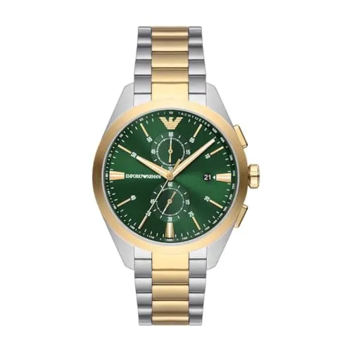 Emporio Armani Claudio AR11511 Herren Chronograph Uhr - Elegante Armbanduhr mit silbernem Edelstahl-Gehäuse, 50m wasserdicht und Chronograph-Funktion – perfekt für stilbewusste Männer.
