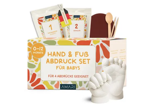 Amari Hand- und Fußabdruck-Set für Babys – Erinnerungen für die Ewigkeit - Schaffe detailgetreue Abdrücke der winzigen Hände und Füße deines Babys. Mit hochwertigem Material und einfacher Anleitung wird das Abdrucken zum besonderen Erlebnis für die ganze Familie.