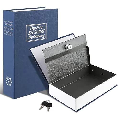 Buch Safe mit Key Lock, tragbare Metall-Safe-Box, Wörterbuch Diversion Buch Safe, Secret Book Hidden Safe, 9,5