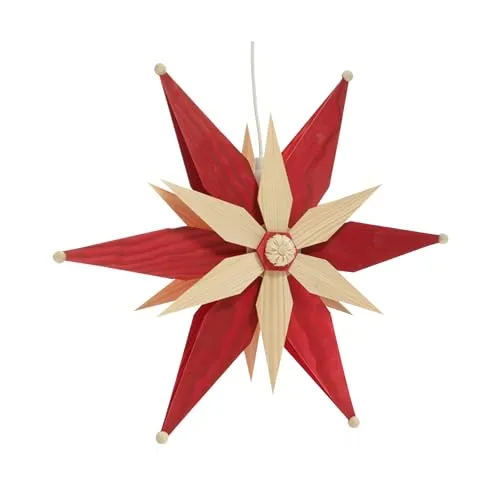 Rudolphs Schatzkiste Fensterschmuck Holzstern mit Beleuchtung BxHxT 32x32x10cm NEU Fensterbild Spanbaum Adventsstern Holz Stechen Seiffen Erzgebirge Stern Linde Fensterdeko Beleuchtung