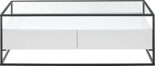 Couchtisch Evora – Eleganter Wohnzimmertisch in Weiß Matt mit Schwarz