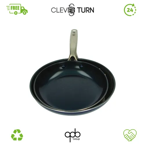 Produktbild Blaues Bratpfannenset 24 und 28 cm mit Nicht-Stick-Beschichtung Keramik | Pfanne