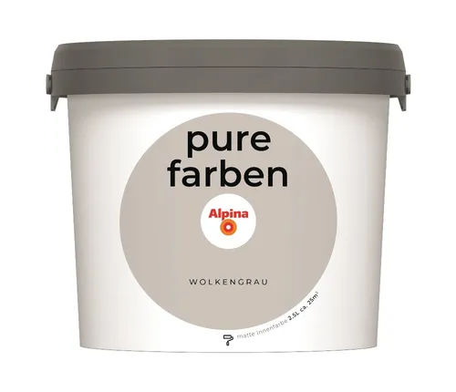 Alpina pure farben Wandfarbe – Wolkengrau - Farben – Strapazierfähige und atmungsaktive Innenfarbe, emissionsarm und geruchsneutral für ein optimales Raumklima.