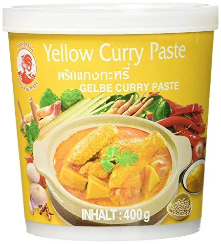 yoaxia ® Marke Set - [ 400g ] COCK Gelbe Currypaste / Yellow Curry Paste + ein kleiner Glücksanhänger gratis