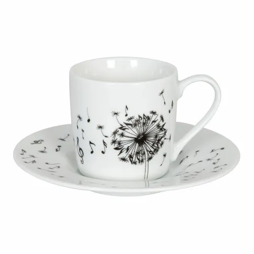 Könitz Espressotasse mit Untertasse Music Dandelion, Kaffeetasse Porzellan 85 ml