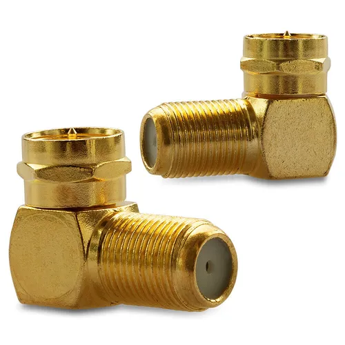 2x F-Winkelstecker Winkeladapter Stecker Winkel SAT Adapter Kupplung Vergoldet