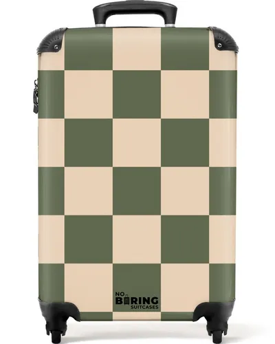 NoBoringSuitcases.com Hartschalen-Trolley Grün mit Schachbrettmuster
