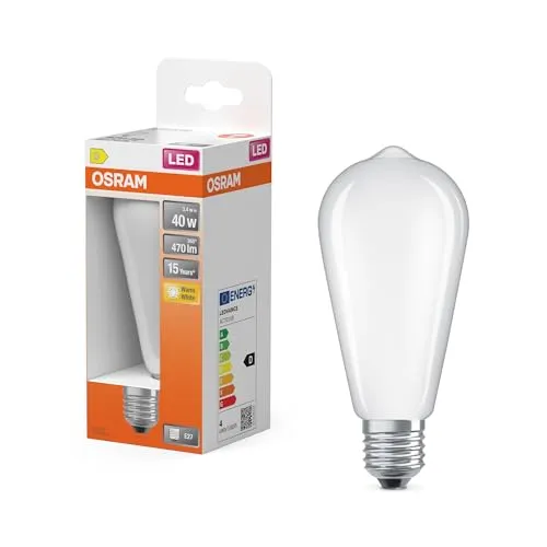 Osram LED-Lampe Star Edison ST64 40 Filament, 2700 K warmweiß, 3,4 W, E27, matt, 470 lm, 15.000h, für Pendelleuchten, Vintage-Look, blendfrei